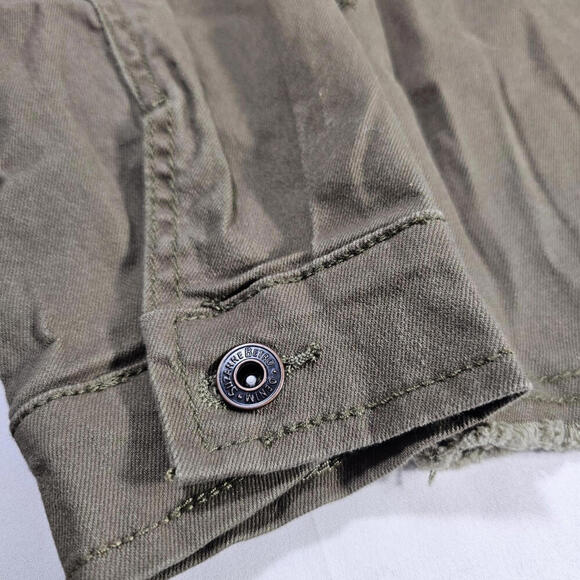 Suzanne Betro Denim Distressed Military Olive Green Jacket $114.00 Msrp -Size XL - Picture 2 of 10